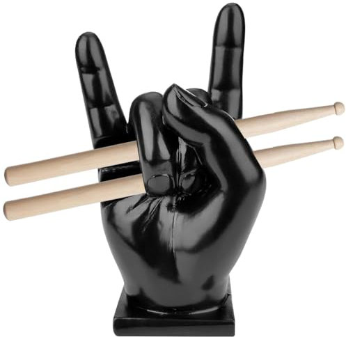 DASIAUTOEM Drumstick Halter, Creative Rock Hand, Drumstick Holder Hand, Schlagzeug Zubehör, Dekoration Drumstick Display Show Stand Kreatives Geschenke für Schlagzeuger, Schwarz, Kunstharz
