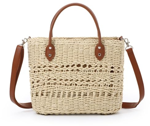 7VSTOHS Borsa con Coulisse in Paglia a Secchiello in Rattan Piccola Tracolla in paglia Intrecciata per Donne Borsa estiva da Spiaggia Borsetta Crossbody