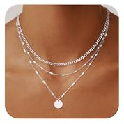 Meteorstarry Kette Silber 925 für Damen, Layering Halskette mit Kreis Anhänger Silberkette Personalisierte Silber Modeschmuck Hochzeitstag Geschenke für Frauen