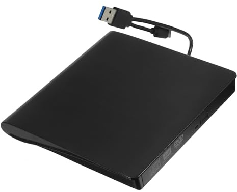 ROMISBABA DVD USB y Tipo C Grabadora y Reproductor Óptico Portátil con Almacenamiento Integrado Compatible con PC Portátil y TV Diseño Negro Ultradelgado y Compatible con Múltiples