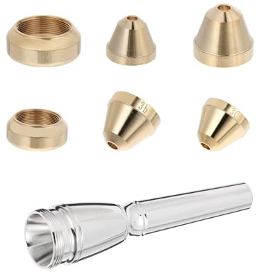 MAGICLULU 7 Pezzi Bocchini per Tromba in Ottone Placcato Bocchino Professionale Multitaglia Accessori Ricambio per Principianti e Professionisti Superficie Liscia senza Sbavature Kit