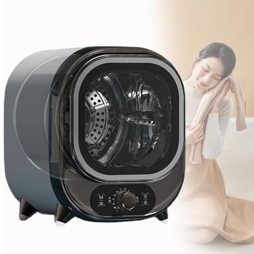 Compact Condenser Tumble Spin Dryer With 0.8kg Load Capacity,with Dual Temperature Control Probe,Capacity Portable Spin Dryer,Stainless Steel Tub,for Home, Apartments,Lightweight for Small Spaces(A)