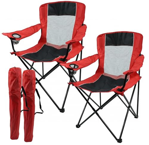 NORDIQ Pack de 2 Silla Camping Plegable con Respaldo y Portavasos