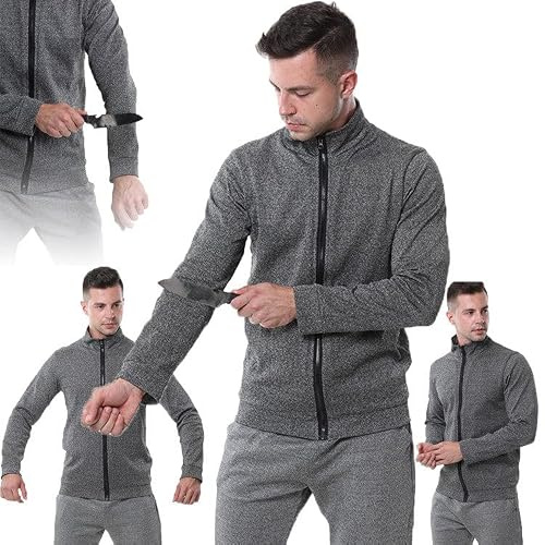 Skyddskläder Nivå 5, Slitstark Skärsäker Sticksäker Jacka, Bitsäker Rivsäker Sticksäker Långärmad T-Shirt, För Polis Och Säkerhetspersonal Grey-L
