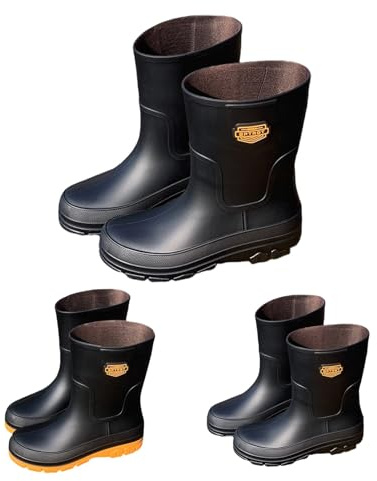 Bottines courtes en caoutchouc pour homme - Avec fermeture éclair - En cuir - Chaussures de pêche - Bottes en caoutchouc - Tige courte - Bottes de voyage - Respirantes - Chaussures d'extérieur