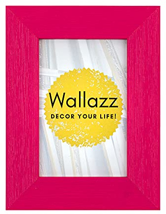 Wallazz Cornice Portafoto in Legno Pregiato - Made in Italy - Vetro Sintetico Infrangibile Crilex - Disponibile in Diverse Varianti - Design Italiano e Qualità Artigianale, 10x15cm Fucsia