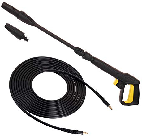TECHKAR - Högtryckstvätt pistol med slang och lans - Tillbehör Kärcher K2 K5 - Vario justerbart munstycke - Click Quick Connect - 10 m