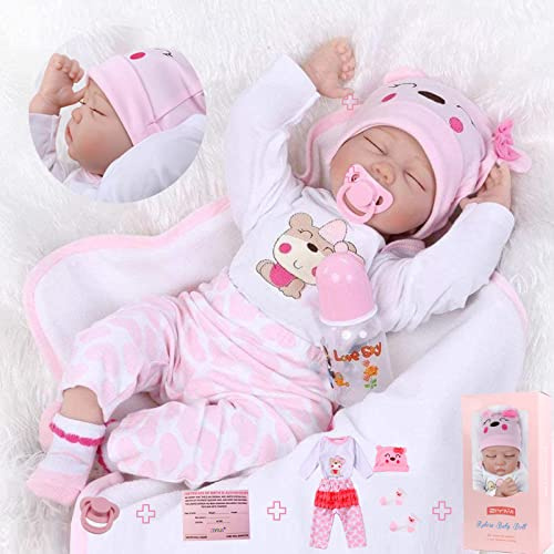 ZIYIUI 22 Pulgadas Lifelike Reborn Bebé Muñecas Vinilo de Silicona Realista Hecho a Mano Bebés para Niñas Juguetes Reborn Baby Dolls 55cm Conveniente para la Edad 3 Más