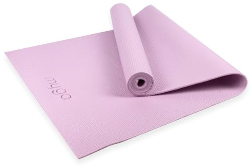 Myga Yoga Mat with Carry Strap – Non-Slip, Lightweight & Durable Exercise Mat for Yoga, Pilates & Fitness – Sweat-Resistant & Easy to Clean – 173cm x 61cm x 4mm - Lilac