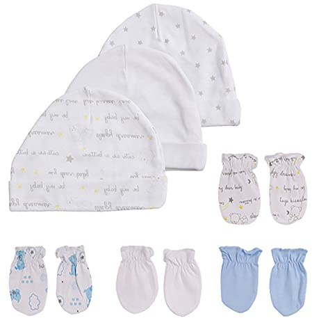 Juego de gorro y manoplas para bebé recién nacido, gorras, guantes para bebés, niños y niñas de 0 a 6 meses, 100 % algodón
