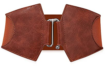LumiSyne Cinturón Elástico Ancho De Las Mujeres Cinturón De Cuero Pretina Elástica Diseño De Hebilla De Gancho De Aleación Banda Elástica Vintage Cinturón Corsé Para Vestido Abrigo Camisa