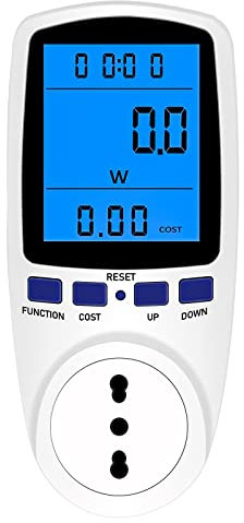 Mengtech Misuratore di Consumo Elettrico, 3680W con Schermo LCD, Wattmetro Voltmetro Amperometro, Presa Consumo Energia con Protezione da Sovraccarico Spina Italiana 16A