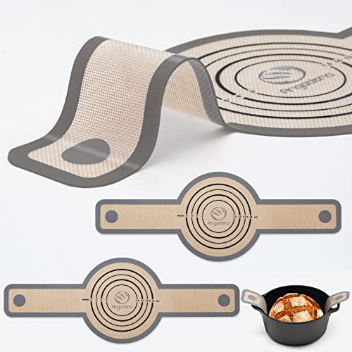 Best Japan Lot de 2 tapis de cuisson réutilisables en silicone anti-adhésif et facile à nettoyer avec poignées extra longues Gris