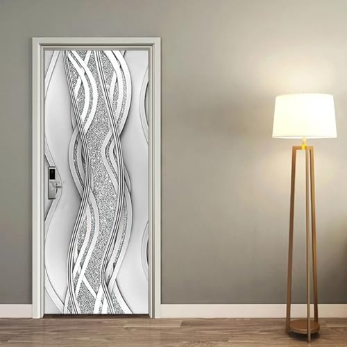 3D Wall Sticker, Modern Art Vintage Wooden Door Wallpaper - Stick and Peel Vinyl Door Covers Decorative Mural Decals for Home Decor, 30.3 x 78.7 (77x200cm)(F606)