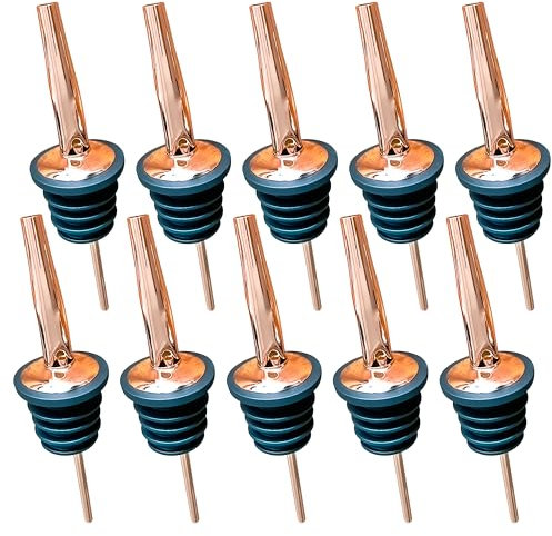 Layba Ausgießer aus Edelstahl in Kupfer, Flaschenausgießer Set. Spirituosen Dosierer. Olivenöl Ausgießer Öl Flaschen, Cocktail Barzubehör Spender für Weinflaschen. für Ölflaschen Getränkeflaschen x10