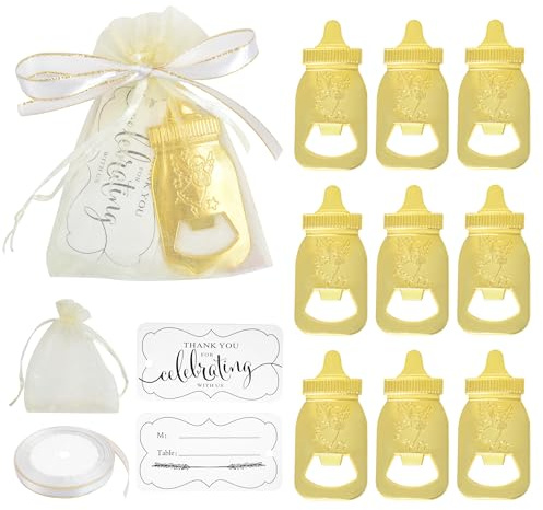 Lot de 12 décapsuleurs de fête prénatale - Cadeau de mariage - Mini drôle personnalisé - Avec petite poche - Pour réveil, clés, baptême, anniversaire, remerciement