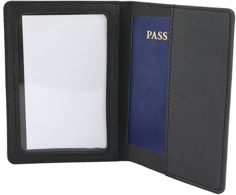 Clydewy Étui Portefeuille de Voyage en Cuir Synthétique Noir pour Documents, Cartes de Crédit et d'Embarquement - Housse de Protection Légère pour Homme et Femme