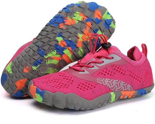 GOGOUP Chaussures de course à pied pour enfants garçons filles chaussures aquatiques à séchage rapide légères chaussures d'extérieur camping escalade chaussures unisexes, Rouge, 32 EU