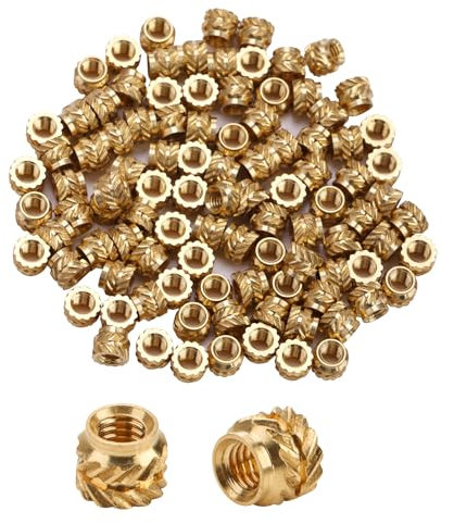 Knurled Insert Nuts,100pcs M3 Heat Set Inserts 3D Printing M3 Threaded Insert Heat Embedment Nuts Brass Female Threaded Internal Press-in Inserts Nut for 3D Printing Parts