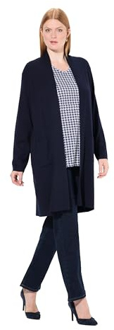 Ulla Popken Womenswear Plus Size Curvy Long Open Front Cardigan Sweater Dark Blue 54+ 712094128-54+