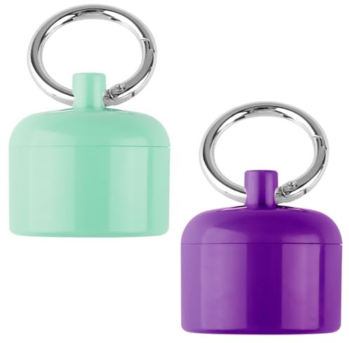 Lotsdonxia 2 Pcs Portable Ring & Jewellery Storage Box – Travel-Ready ABS Holder with Keychain, Protective Compact Case for Jewellery Care (Green+Purple)