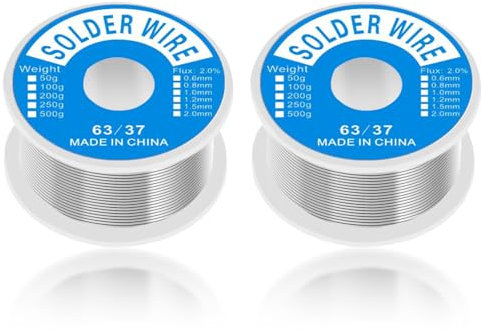 2er Set Lötzinn mit integriertem Flussmittel - Lötdraht 1mm, Sn63/PЪ37, 100g pro Rolle - Solder Wire mit Kolophoniumkern, Niedrigtemperatur-Formel für Elektronikreparatur & DIY-Projekte