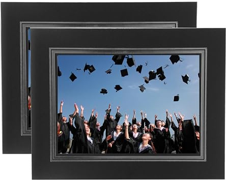 Kenro Pack of 20 Black Cardboard Strut Mount Photo Frames with Silver Border (8x10 Inch/20x25cm) - Card Photo Mounts for Graduation, School Photos, Weddings - PMA145/10