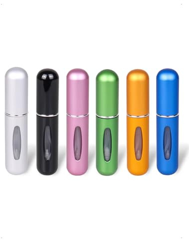 SanKristo 6 Pezzi Atomizzatore di Profumo, 5 ML Ricaricabile Spruzzino Profumo, Mini Nebulizzatore Profumi Portatili con Finestra, Bottiglia Spray Portatile per Viaggi in Aereo, Borse, Viaggi