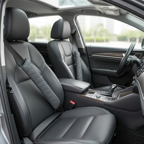 2 Pack Seat Belt Covers 15.5 Inch Soft Shoulder Pads, Grey | Soft Plush Feel, Helps Reduce Shoulder Rubbing, Fits Most Car Seat Belts, Also For Backpacks And Shoulder Bags