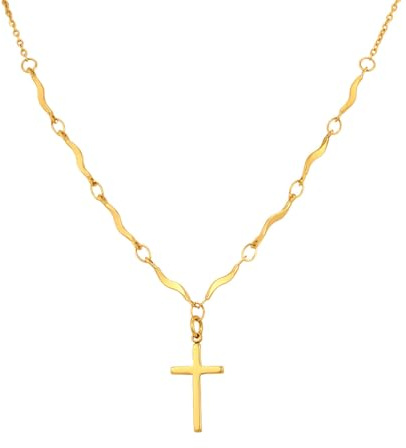 NHTISGRUE Collana con croce per donne, battesimo, Prima Comunione Conferma, doni di Pasqua, regalo di Natale per adolescenti per mamma nipote