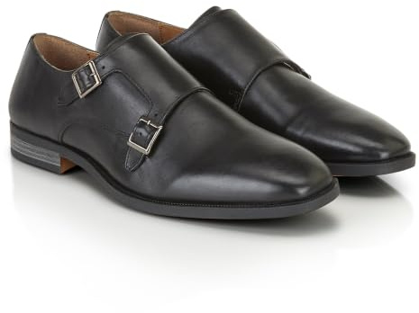 Silver Street Men's Malvern Full Grain Leather Monk Strap Shoes | Full grain leather upper with double buckle fastening; cushioned footbed and padded heel for office, wedding and formal wear