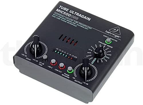 Behringer TUBE ULTRAGAIN MIC500USB Audiophile Vacuum Tube Preamplifier with Preamp Modeling Technology and USB/Audio Interface