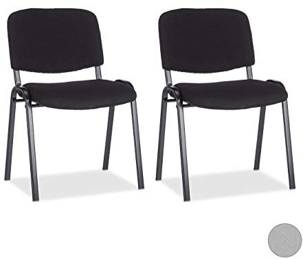 Relaxdays 10022880_46 Set di 2 Sedie Impilabili per Ospiti Poltrona Imbottita per Sala Conferenze HxLxP: 74 x 54 x 49 cm Nero
