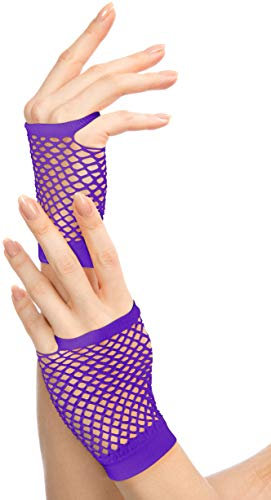 Balinco Rockige Netzhandschuhe 80er / 90er Jahre für Damen & Mädchen (Lila)