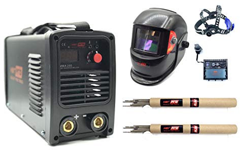 HER PRO | Soldador Profesional MMA-200amp al 60% con Pantalla Automatica y Electrodos | Hot Start, Arc Force y Anti Stick | Ligera y Portatil