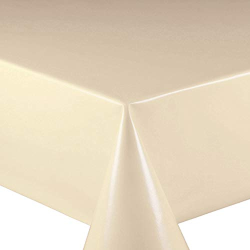 Wachstuch Wachstischdecke Tischdecke Gartentischdecke Glatt Uni Creme Beige Breite & Länge wählbar 90 x 160 cm Eckig abwaschbar