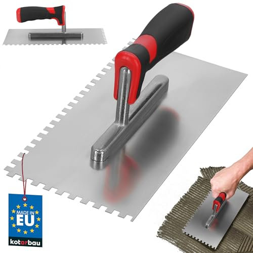 KOTARBAU® Llana Dentada con Hoja de Acero Inoxidable, 6x6 mm, 270 mm, Paleta de alisado con Mango de Goma, Peine de Diente para colocación de baldosas, Espátula de Dientes, Alisadora para Azulejos
