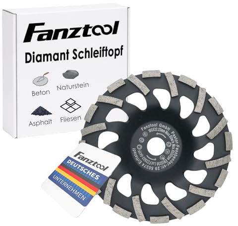 FANZTOOL Disco de diamante 180 x 22,2 mm, modelo H para hormigón, universal, con orificio grande para lijadora