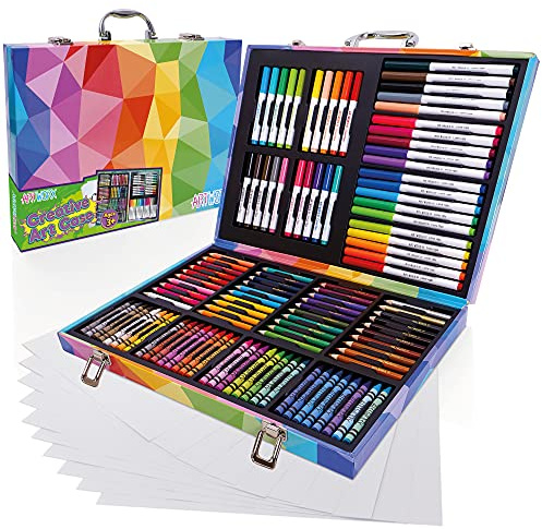 Artworx Art Set For Kids - 122 Assorted Art Pieces & Carry Case - Kids Colouring Sets - Colouring Pencils, Felt Tips Pens, Wax Crayons - Arts and Craft Sets For Children Age 4-8 (5035)