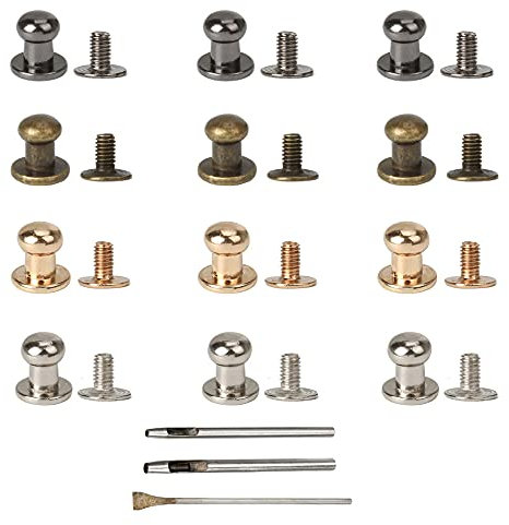 Pamtns 80 Pièces Bouton Rond de Rivet Clou de Cuivre de Tête Ronde Bouton de col Rivet à Clous Vis Rivets Pleins Tête Ronde Bouton Clou Rivet Vis Rivets à Ongles pour Bricolage