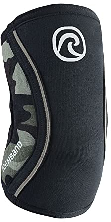 Rehband Elbow 5mm Compression Sleeve, Neoprene Elbow Sleeves for Weightlifting, Anatomical Design, Non-Slip & Close Fitting, Elbow Support Unisex, Colour:Camo, Size:Large