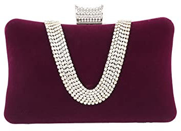 CORIOS Sac de Soirée Femme Velours Embrayage Sac en Strass à la Main Élégant Pochette Portefeuille Sacs D'épaule de Mariée Sacs Fourre-Tout pour Ceremonie Mariage Fête Cocktail Violet