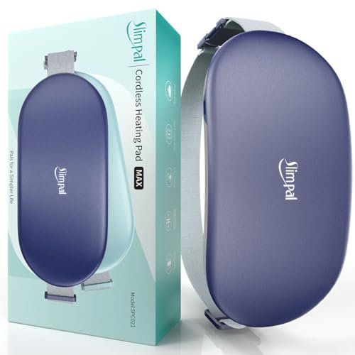 Slimpal Wärmegürtel Rücken Heizkissen Kabellos Große Größe Rücken Wärmegürtel Elektrisches Heizkissen Wärmepad Perioden, 4 Erwärmung Temperaturstufen zur Linderung Rücken für Bauch/Rücken Marineblau