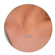 LLWOM Infinity Necklace-14K Silver Plated Infinity Necklace for Women Simple Dainty Cute Infinity Silver Pendant Necklace for Women
