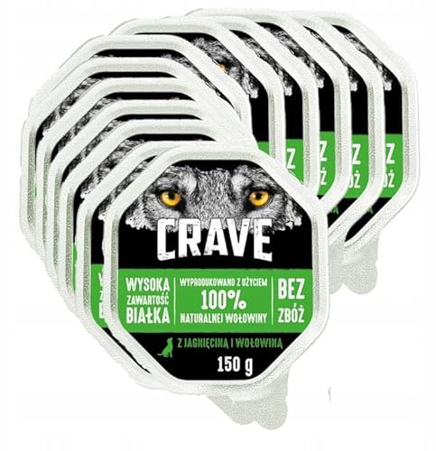 Crave Adult Hundenassfutter Pastete mit Lamm & Rind, 28 Schalen (28x150g) – Premium Hundefutter nass mit hohem Proteingehalt ohne Zusatz von Getreide