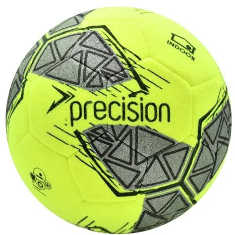 Precision Fusion Indoor Football, Machine Stitched Ball, Acrylic Felt and Nylon Wound, Yellow and Black, Official, Size 5