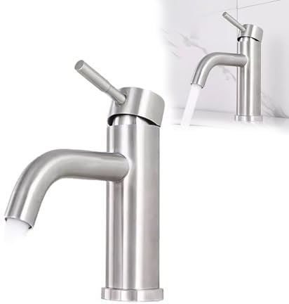 Grifo de acero inoxidable, plateado mate. agua fría y caliente, con acabado de calidad, resistente a la corrosión y al óxido，calidad meticulosa en cada detalle (plata)