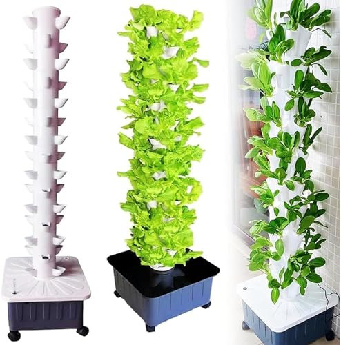 GLFNB GFF Tour de Jardin Hydroponique Verticale (10/15/20/25/37 Trous), Tour hydroponique, Adaptateur + Pompe à Eau, Pots en Filet + Réservoir d'eau Mobile, pour Herbes, Fruits et Légumes d'intéri