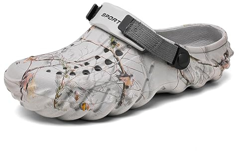 Zoccoli da giardino leggeri impermeabili da uomo con stampa floreale ispirata alla natura, in gomma EVA senza lacci con cinturino regolabile, scarpe da acqua traspiranti per spiaggia, cortile, piscina
