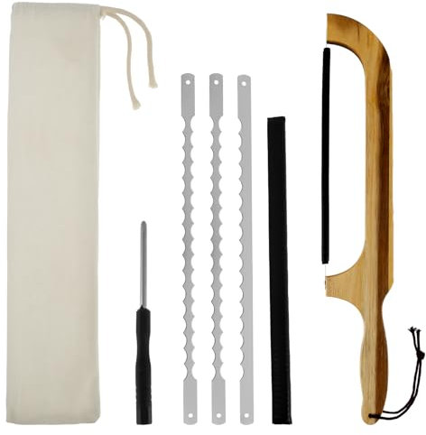 Multipurpose Bread Knife with 3 Replacement 27.5cm Stainless Steel Serrated Blades and Ergonomic Handle for Sourdough, Crusty Bread, Pastry, and Cake